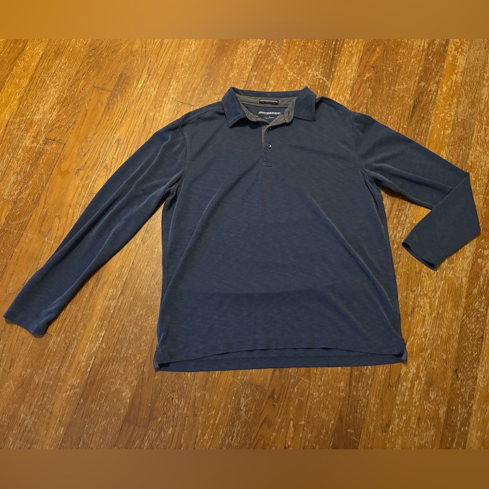 Johnston & Murphy Navy Long Sleeve Polo Shirt